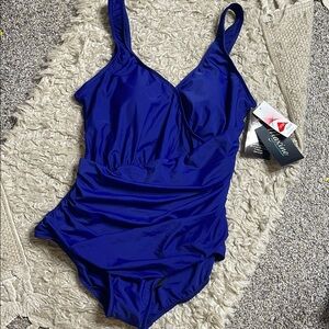 Maxine of Hollywood Lycra xtra life NWT Blue One Piece Swimsuit plus
